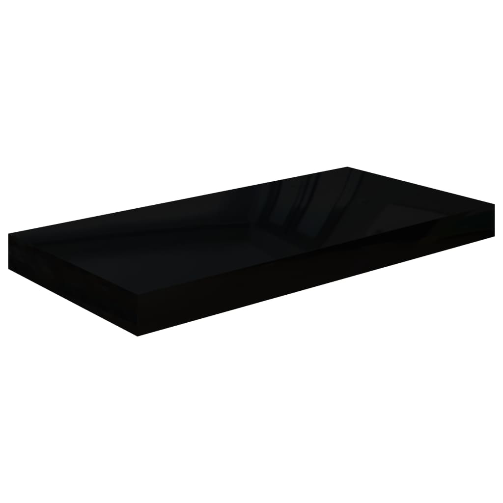 Schweberegale 4 Stk. Hochglanz-Schwarz 50x23x3,8 cm MDF - Pazzar.ch