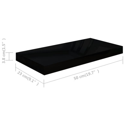 Schweberegale 4 Stk. Hochglanz-Schwarz 50x23x3,8 cm MDF - Pazzar.ch