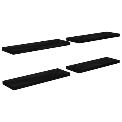 Schweberegale 4 Stk. Hochglanz-Schwarz 80x23,5x3,8 cm MDF - Pazzar.ch