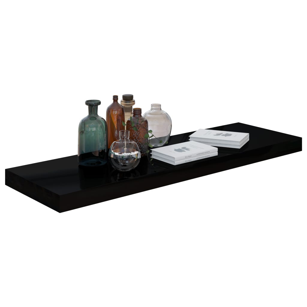 Schweberegale 4 Stk. Hochglanz-Schwarz 80x23,5x3,8 cm MDF - Pazzar.ch