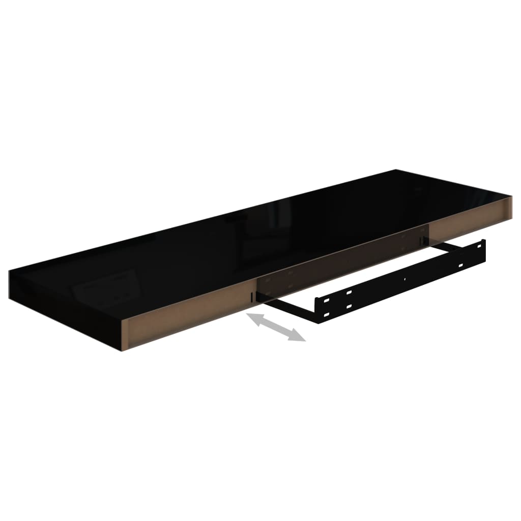 Schweberegale 4 Stk. Hochglanz-Schwarz 80x23,5x3,8 cm MDF - Pazzar.ch