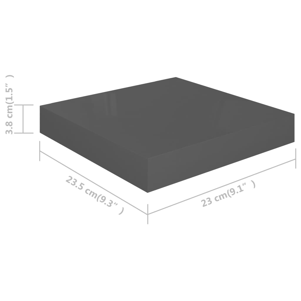 Schweberegal Hochglanz-Grau 23x23,5x3,8 cm MDF - Pazzar.ch