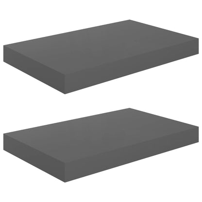 Schweberegale 2 Stk. Hochglanz-Grau 40x23x3,8 cm MDF - Pazzar.ch