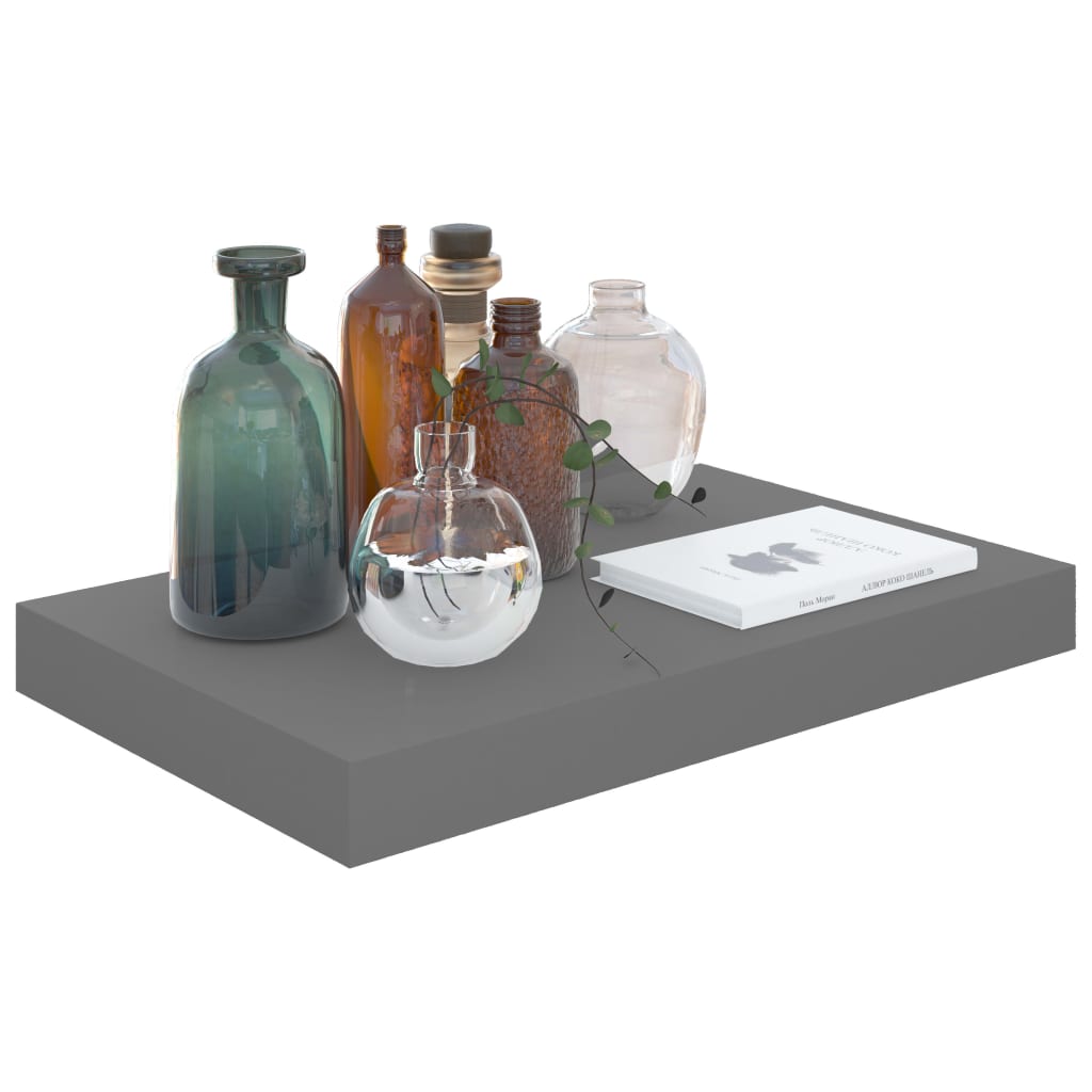 Schweberegale 2 Stk. Hochglanz-Grau 40x23x3,8 cm MDF - Pazzar.ch