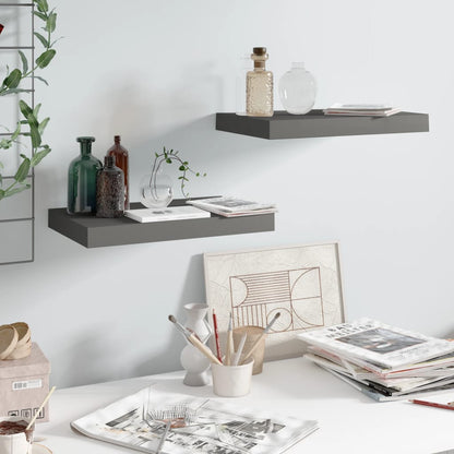 Schweberegale 2 Stk. Hochglanz-Grau 40x23x3,8 cm MDF - Pazzar.ch