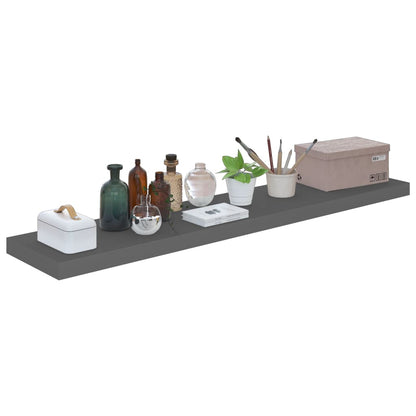 Schweberegale 2 Stk. Hochglanz-Grau 120x23,5x3,8 cm MDF - Pazzar.ch