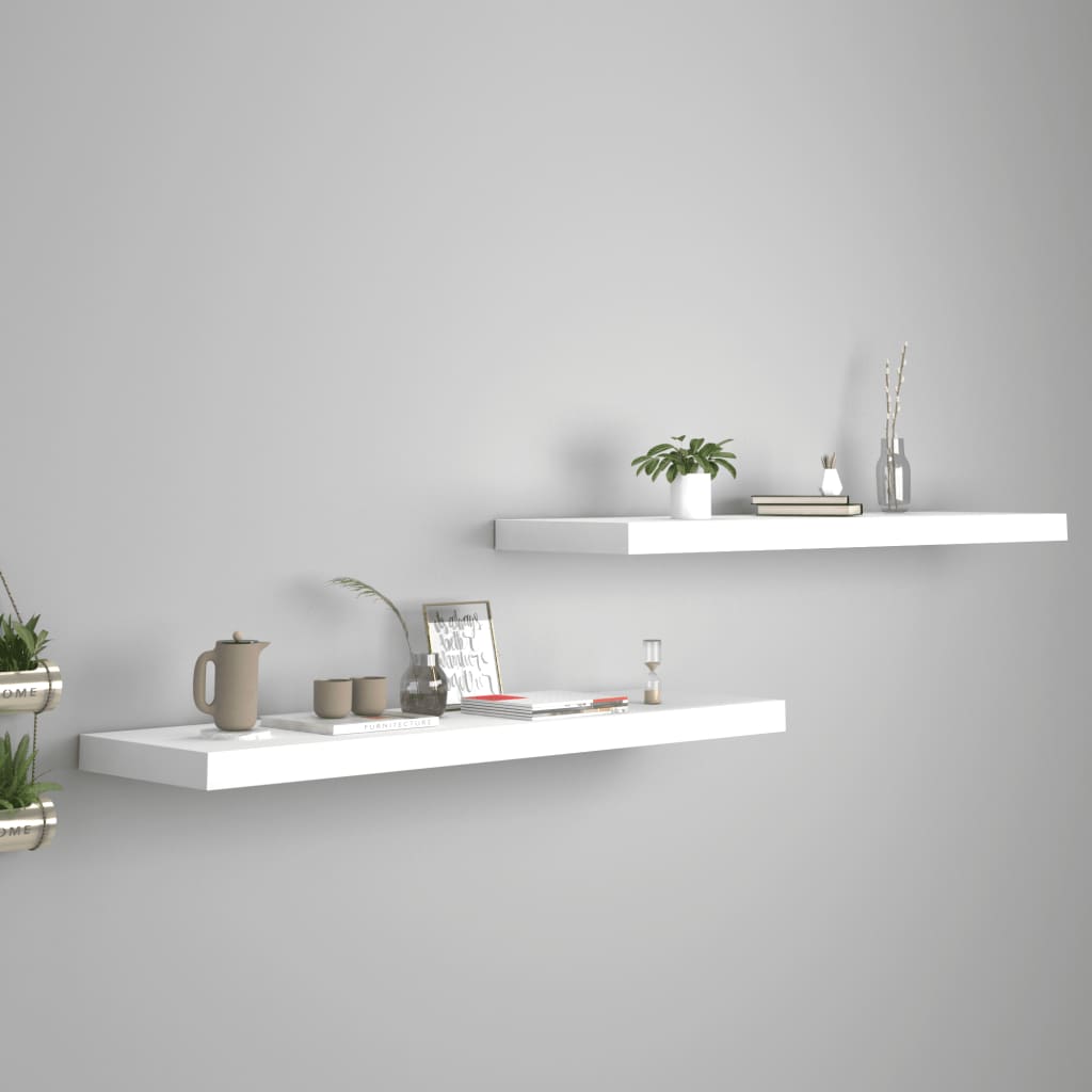 Schweberegale 2 Stk. Weiß 90x23,5x3,8 cm MDF - Pazzar.ch