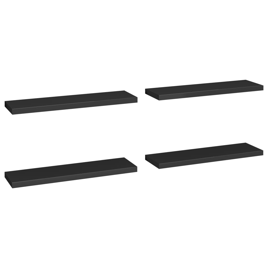 Schweberegale 4 Stk. Schwarz 90x23,5x3,8 cm MDF - Pazzar.ch