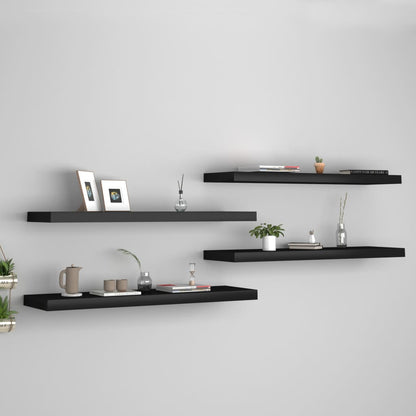 Schweberegale 4 Stk. Schwarz 90x23,5x3,8 cm MDF - Pazzar.ch