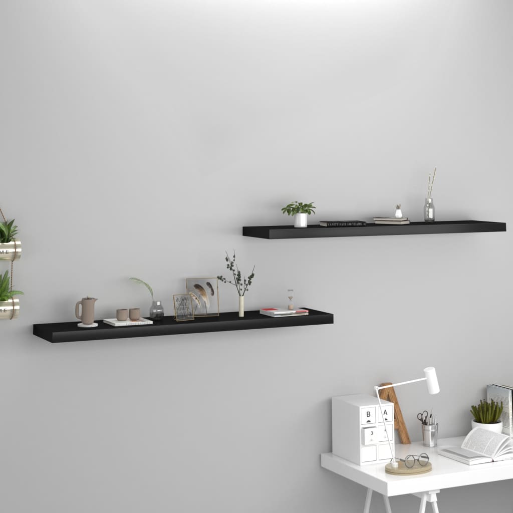 Schweberegale 2 Stk. Schwarz 120x23,5x3,8 cm MDF - Pazzar.ch