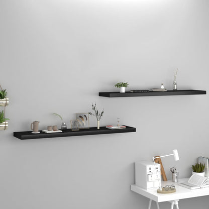 Schweberegale 2 Stk. Schwarz 120x23,5x3,8 cm MDF - Pazzar.ch