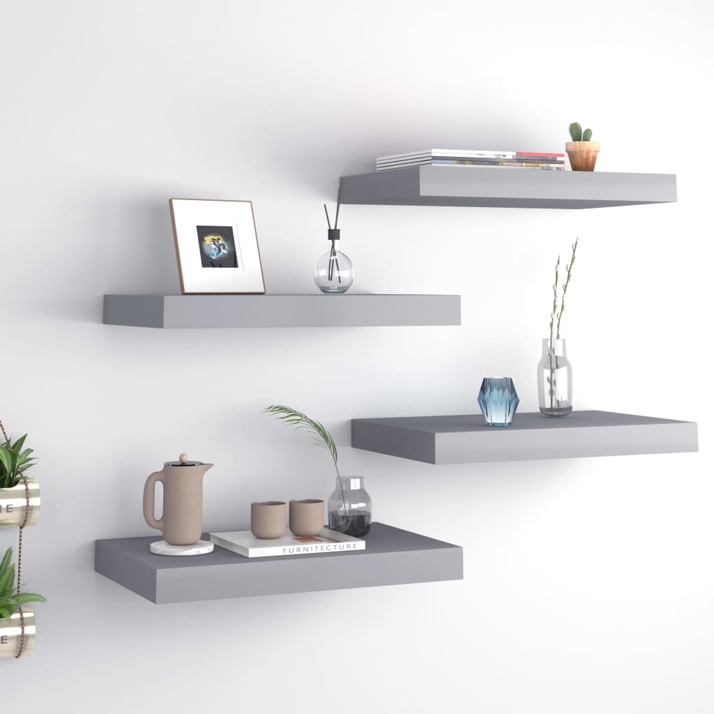 Schwebende Wandregale 4 Stk. Grau 40x23x3,8cm MDF - Pazzar.ch