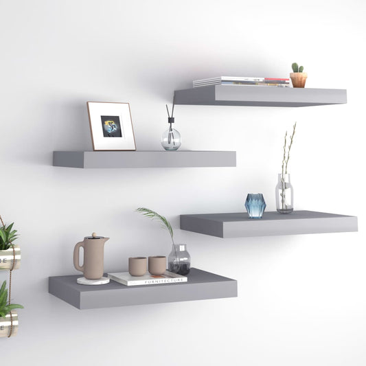 Schwebende Wandregale 4 Stk. Grau 40x23x3,8cm MDF - Pazzar.ch