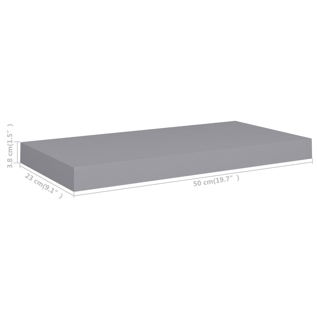 Schweberegale 4 Stk. Grau 50x23x3,8 cm MDF - Pazzar.ch