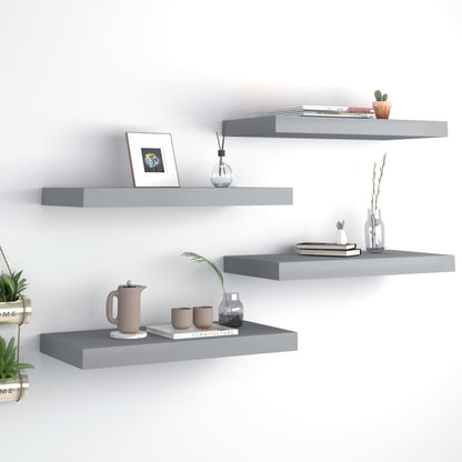 Schweberegale 4 Stk. Grau 50x23x3,8 cm MDF - Pazzar.ch
