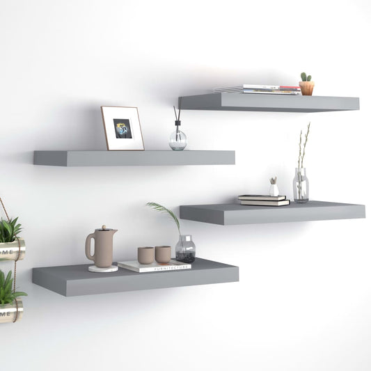 Schweberegale 4 Stk. Grau 50x23x3,8 cm MDF - Pazzar.ch