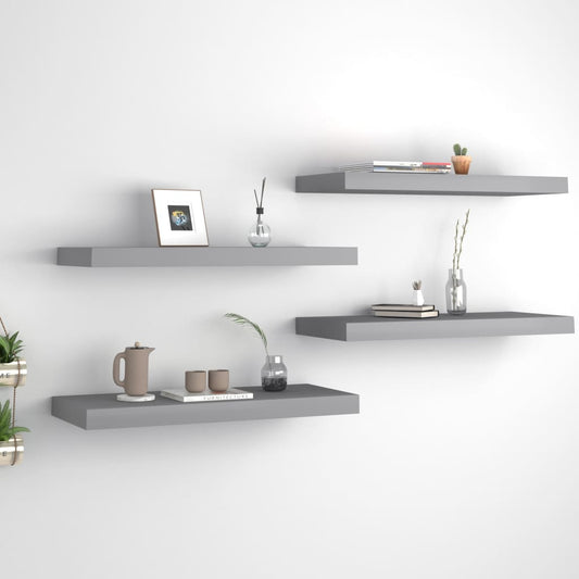 Schweberegale 4 Stk. Grau 60x23,5x3,8cm MDF - Pazzar.ch