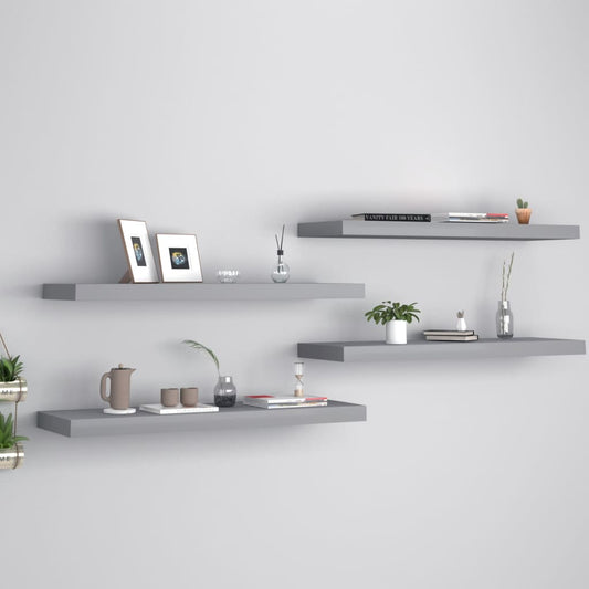 Schweberegale 4 Stk. Grau 80x23,5x3,8 cm MDF - Pazzar.ch