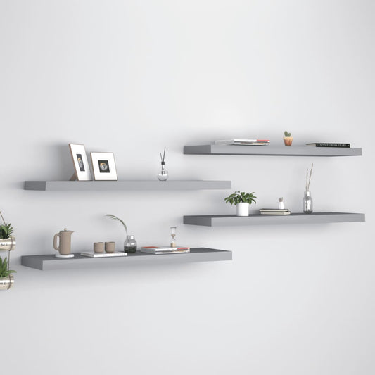 Schwebende Wandregale 4 Stk. Grau 90x23,5x3,8cm MDF - Pazzar.ch