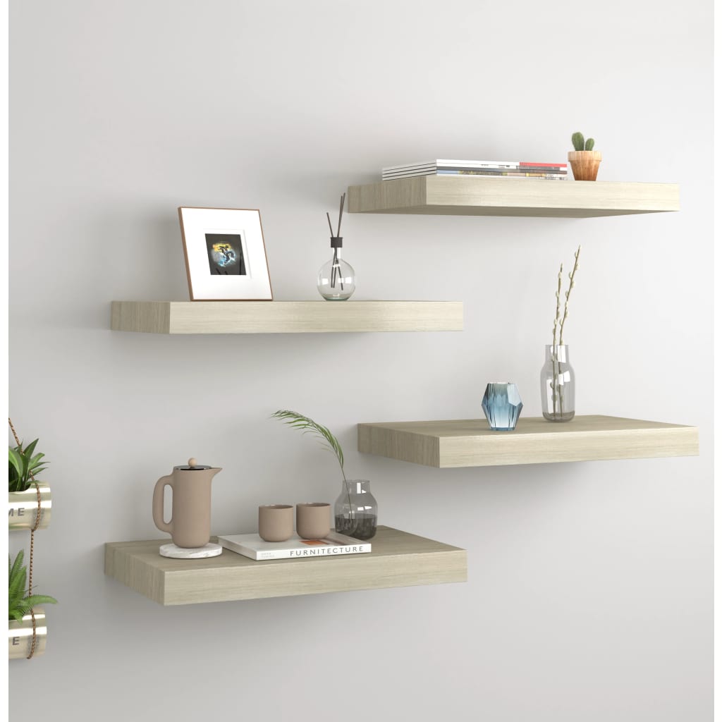 Schwebende Wandregale 4 Stk. Eichefarben 40x23x3,8cm MDF - Pazzar.ch