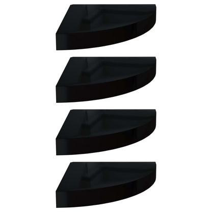 Eck-Schweberegale 4 Stk. Hochglanz-Schwarz 25x25x3,8 cm MDF - Pazzar.ch