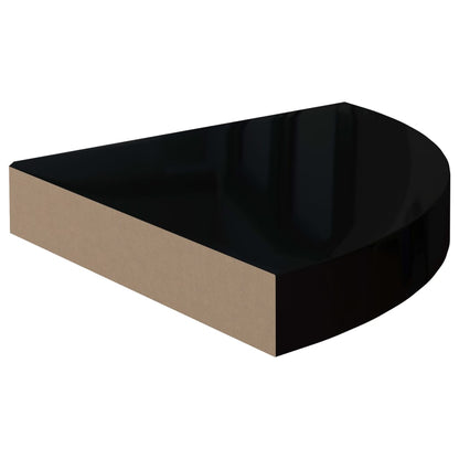 Eck-Schweberegale 4 Stk. Hochglanz-Schwarz 25x25x3,8 cm MDF - Pazzar.ch