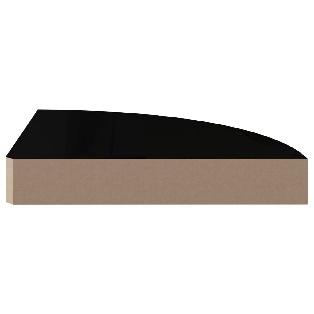 Eck-Schweberegale 4 Stk. Hochglanz-Schwarz 25x25x3,8 cm MDF - Pazzar.ch