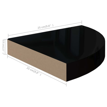 Eck-Schweberegale 4 Stk. Hochglanz-Schwarz 25x25x3,8 cm MDF - Pazzar.ch