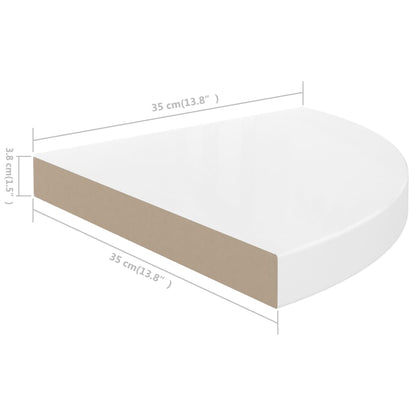 Eck-Schweberegale 4 Stk. Hochglanz-Weiß 35x35x3,8 cm MDF - Pazzar.ch