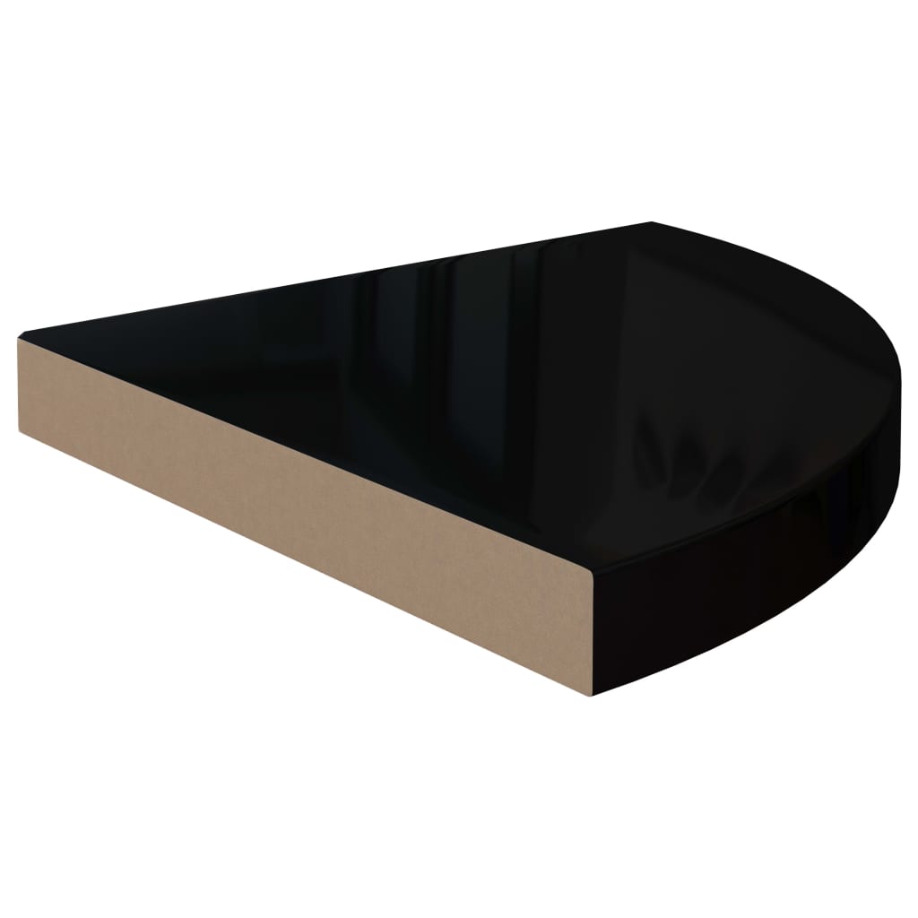 Eck-Schweberegale 4 Stk. Hochglanz-Schwarz 35x35x3,8 cm MDF - Pazzar.ch