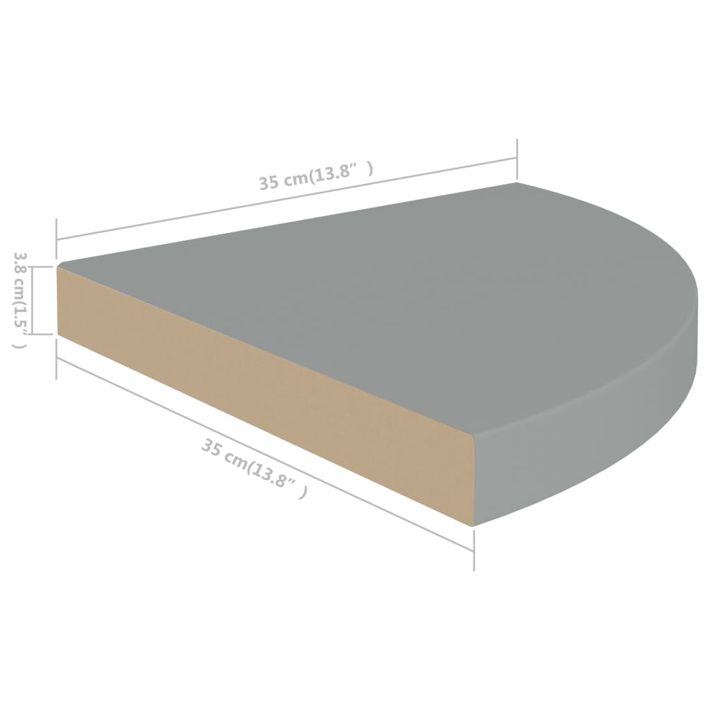 Eck-Schweberegale 4 Stk. Grau 35x35x3,8 cm MDF - Pazzar.ch