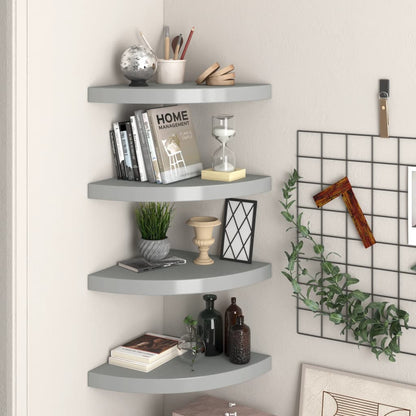 Eck-Schweberegale 4 Stk. Grau 35x35x3,8 cm MDF - Pazzar.ch