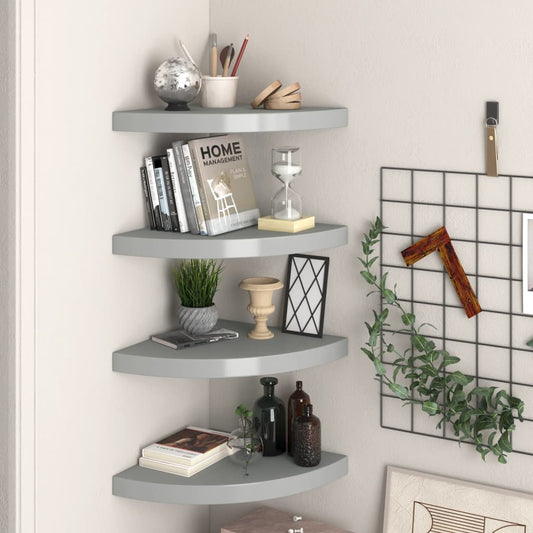 Eck-Schweberegale 4 Stk. Grau 35x35x3,8 cm MDF - Pazzar.ch
