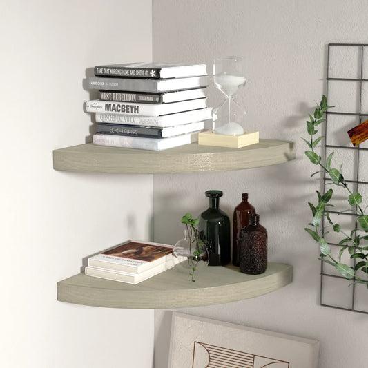 Eck-Schweberegale 2 Stk. Eichen-Optik 35x35x3,8 cm MDF - Pazzar.ch