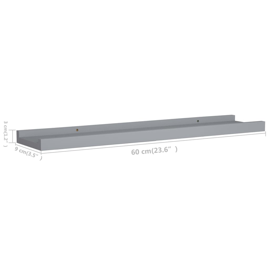 Bilderleisten 2 Stk. Grau 60x9x3 cm MDF - Pazzar.ch
