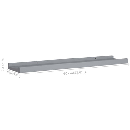Bilderleisten 2 Stk. Grau 60x9x3 cm MDF - Pazzar.ch