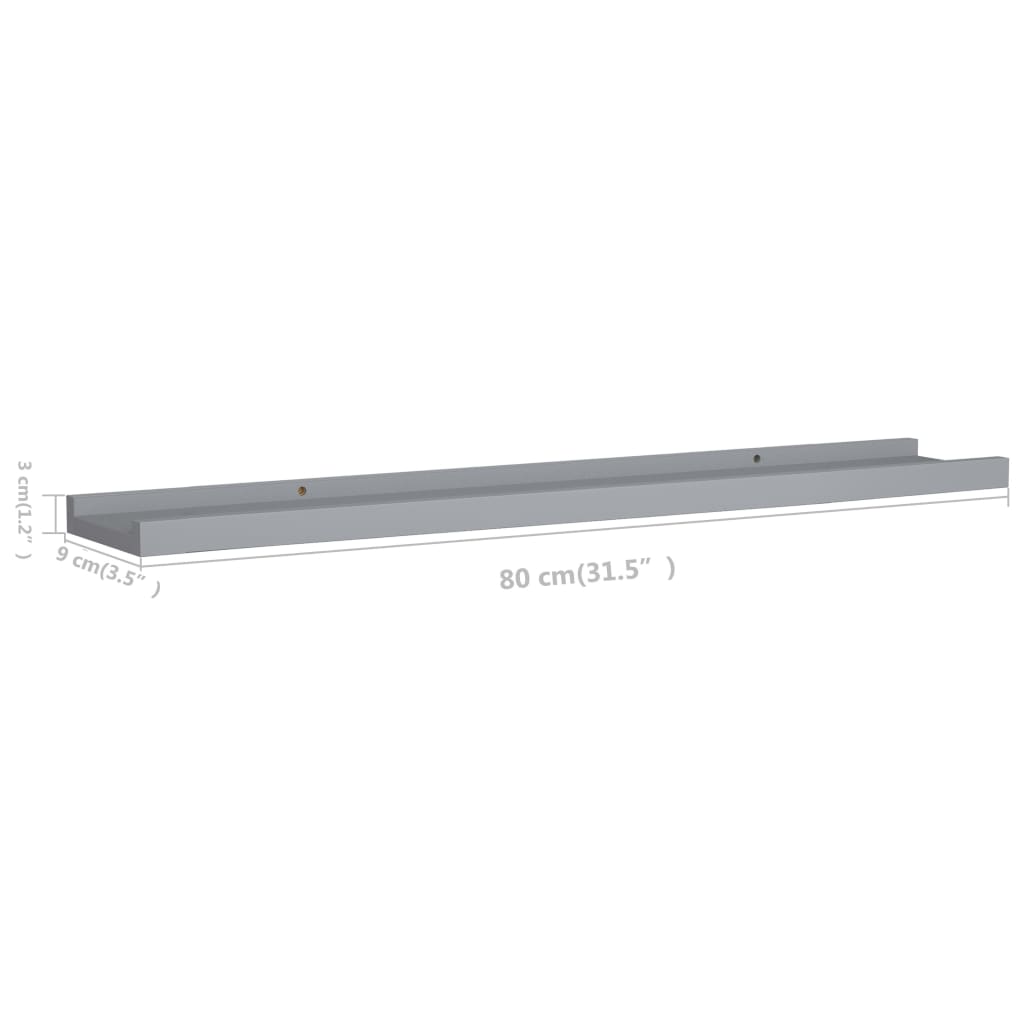 Bilderleisten 2 Stk. Grau 80x9x3 cm MDF - Pazzar.ch