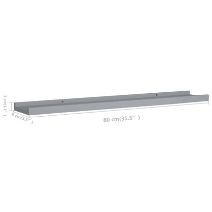 Bilderleisten 2 Stk. Grau 80x9x3 cm MDF - Pazzar.ch