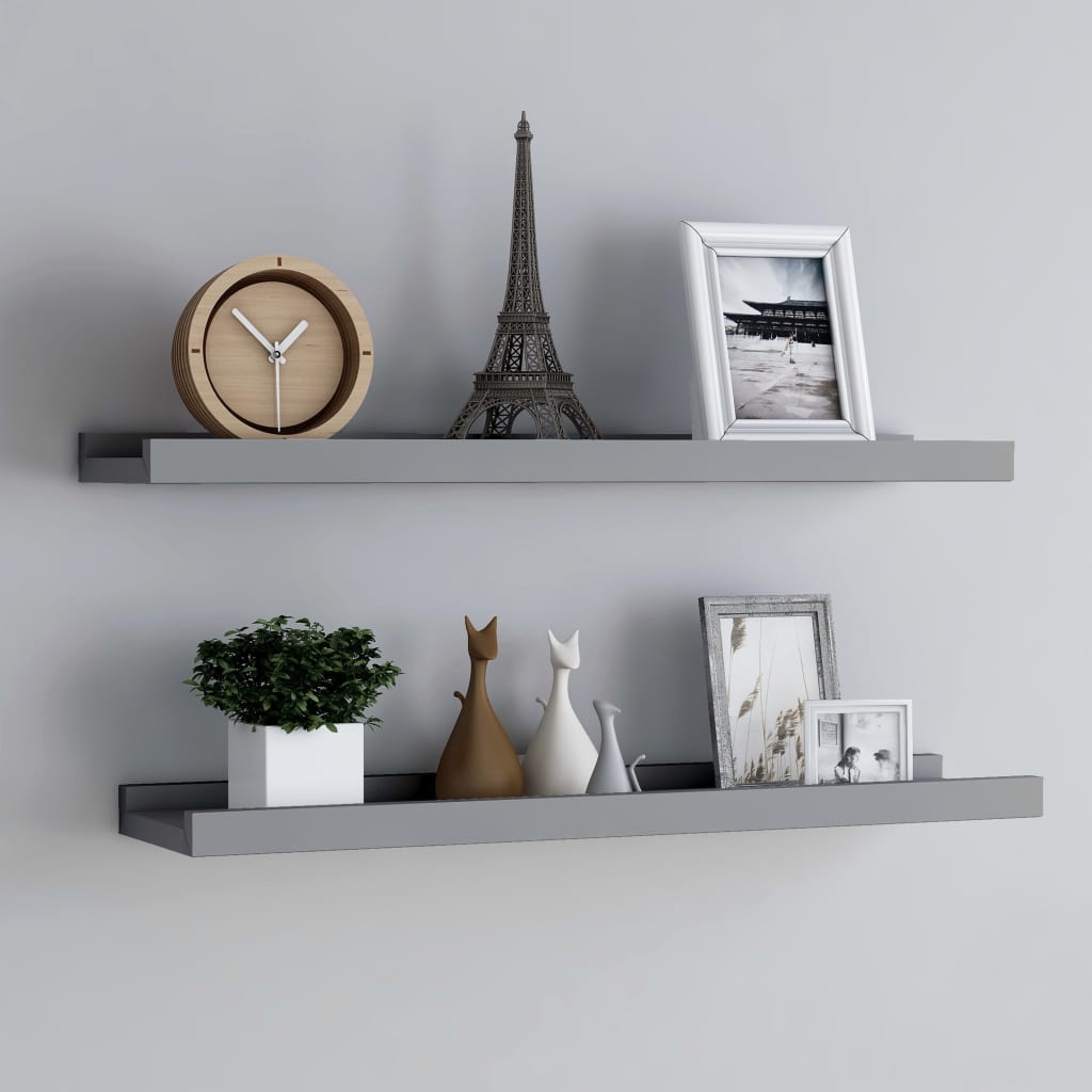 Bilderleisten 2 Stk. Grau 80x9x3 cm MDF - Pazzar.ch