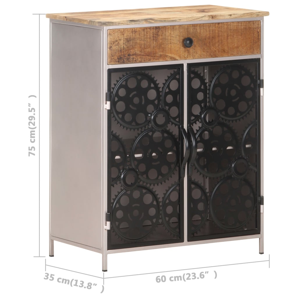 Sideboard 60x35x75 cm Raues Mangoholz & Eisen - Pazzar.ch
