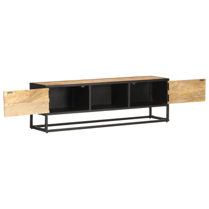 TV-Schrank mit Geschnitzter Tür 130x30x40 cm Raues Mangoholz - Pazzar.ch