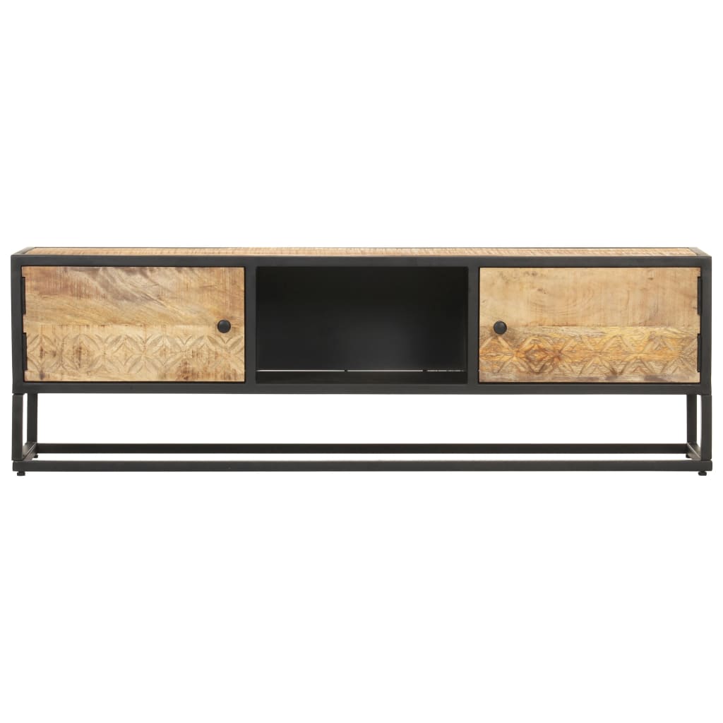 TV-Schrank mit Geschnitzter Tür 130x30x40 cm Raues Mangoholz - Pazzar.ch