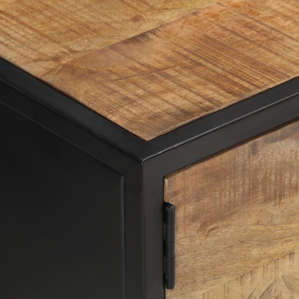 TV-Schrank mit Geschnitzter Tür 130x30x40 cm Raues Mangoholz - Pazzar.ch