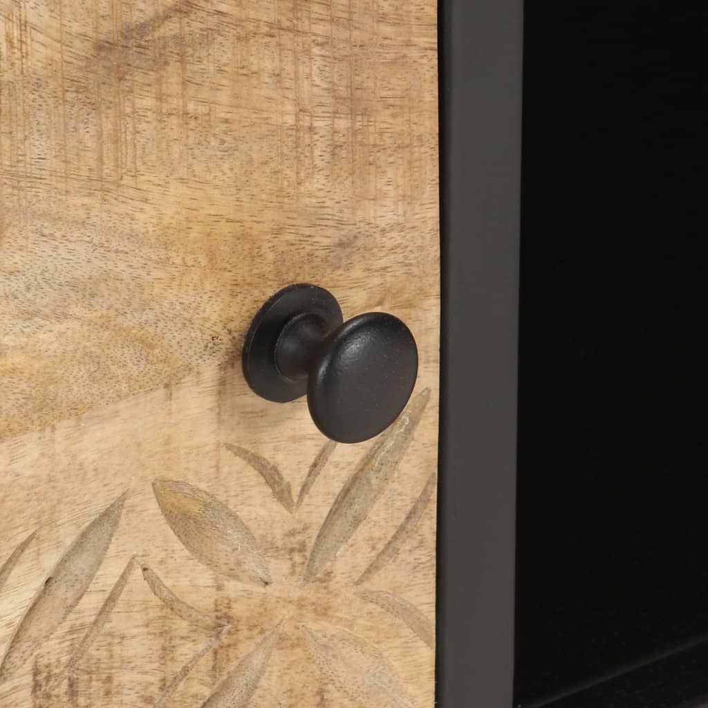 TV-Schrank mit Geschnitzter Tür 130x30x40 cm Raues Mangoholz - Pazzar.ch