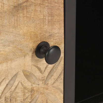TV-Schrank mit Geschnitzter Tür 130x30x40 cm Raues Mangoholz - Pazzar.ch