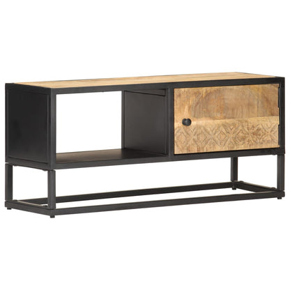 TV-Schrank mit Geschnitzter Tür 90x30x40 cm Raues Mangoholz - Pazzar.ch