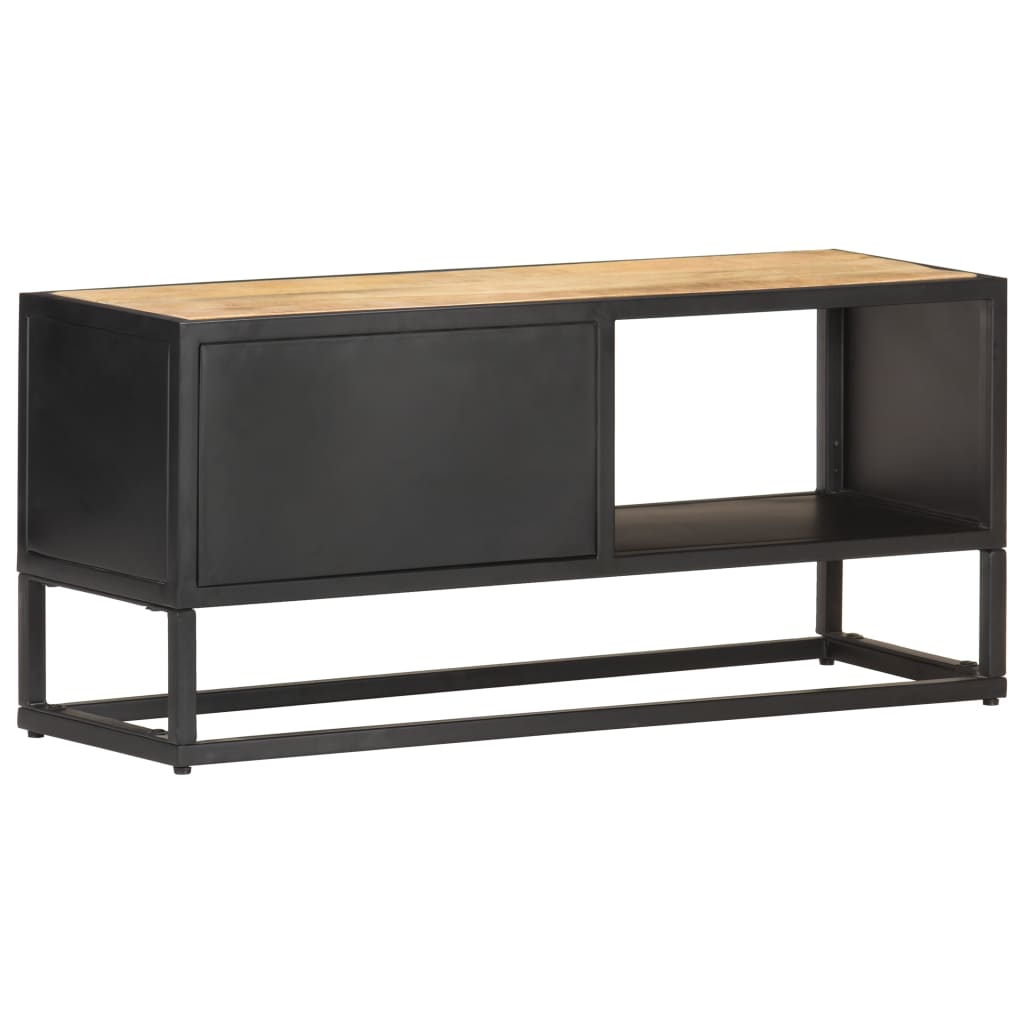 TV-Schrank mit Geschnitzter Tür 90x30x40 cm Raues Mangoholz - Pazzar.ch