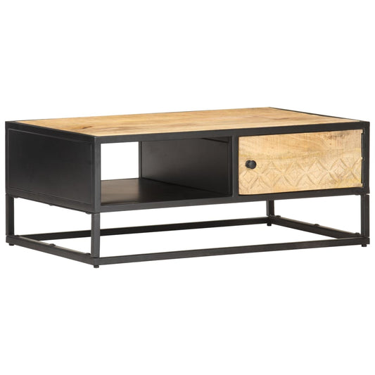 Couchtisch mit Geschnitzter Tür 90x55x36 cm Raues Mangoholz - Pazzar.ch