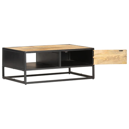 Couchtisch mit Geschnitzter Tür 90x55x36 cm Raues Mangoholz - Pazzar.ch