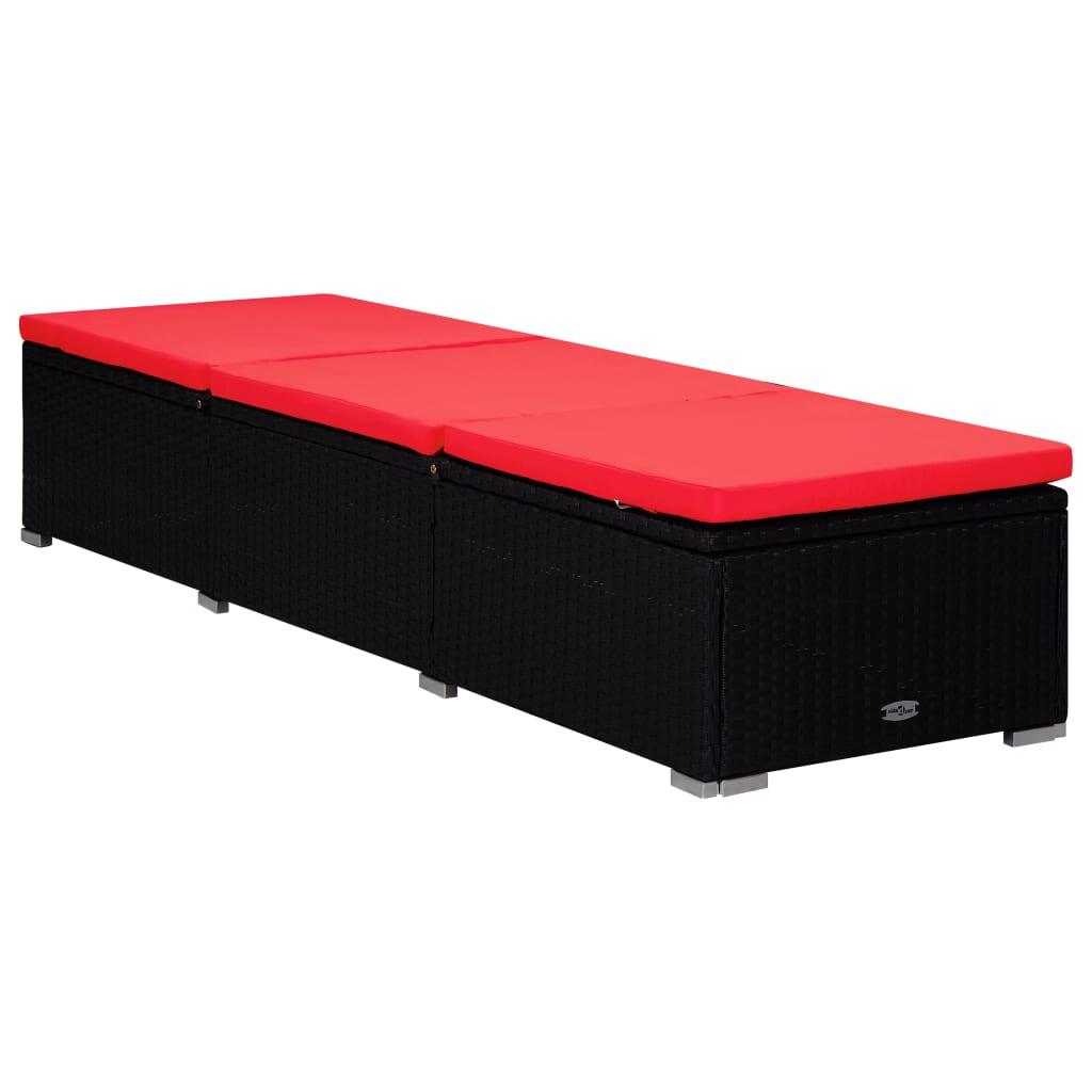 Sonnenliege mit Auflage und Teetisch Poly Rattan Rot - Pazzar.ch